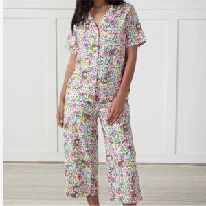 Printfresh Bunny Trail Women’s Pajamas Set Size Medium Easter Top & Crop Pants